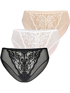 Set Teyli  Women\'s mesh panties come in a 3-pack set in three base colors, which are white, black and beige. The 3-packs are eagerly purchased by cust