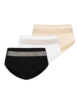 Set Teyli  Multi-pack of women\'s cotton panties with elastic Lycra thread in three base colors black, white and beige. The beige color of the panties 