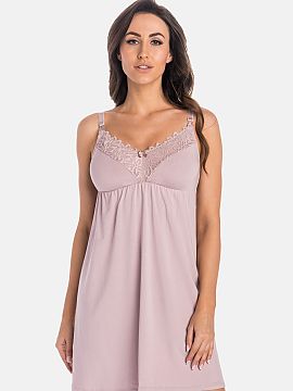 Nightshirt Teyli  Women\'s nursing top in cocoa color. The top has thin adjustable satin straps that can be adjusted to fit your needs. The top is made of hig