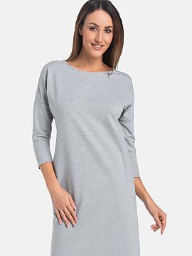 day dress Teyli  Women\'s dress in gray. It is made of breathable cotton pleasant to the touch and for the female body. In addition to cotton, the dress cont