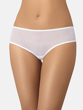 Fiji Teyli  Classic white mesh panties. Made of black, thin delicate and pleasant to the touch mesh, which is connected at the back with a beautiful sub