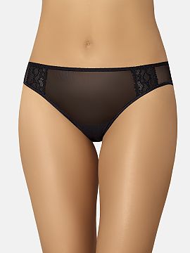 Fiji Teyli  Women\'s classic black briefs. They are made of high-quality, transparent mesh and a very delicate, double lace insert with a delicate flora