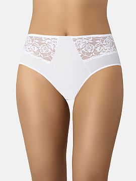 Fiji Teyli  Cotton panties with a classic cut made of very good quality material, high in white color. In the front, the panties are made of nice cotton
