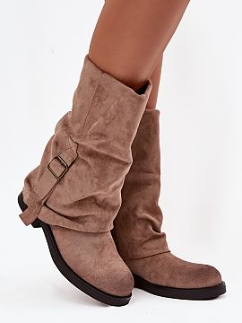 Kozaki Step in style  Women\'s boots made of eco suede are an ideal proposition for women who value style and comfort in one. The model set on a flat heel provide
