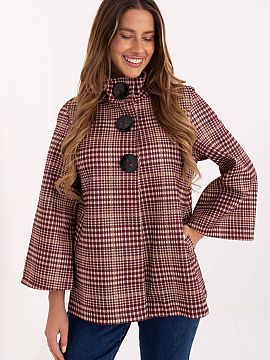 Coat Italy Moda  Stylish and timeless women\'s checked coat, which is the perfect combination of elegance and classic design. Made of high-quality polyester,