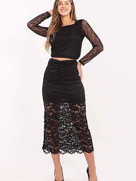 Skirt Italy Moda  Stylish and feminine lace skirt, perfect for everyday wear, work, and special occasions. Made of high-quality blend of polyester, elastane, 