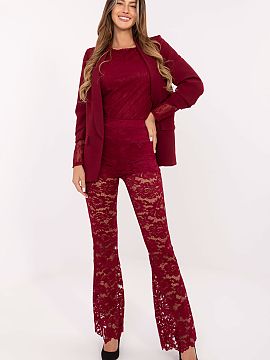 Women's pants Italy Moda  Stylish lace bell-bottom pants that combine elegance with a unique, feminine character. Made of high-quality polyester, elastane, and viscos