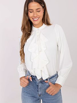long sleeve shirt Italy Moda  Classic women\'s shirt that combines elegance with timeless style. Made of high-quality polyester and elastane blend, it provides comfort, p