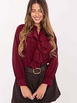 long sleeve shirt Italy Moda  Classic women\'s shirt that combines elegance with timeless style. Made of high-quality polyester and elastane blend, it provides comfort, p