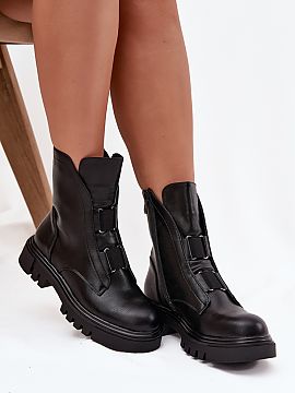 Botki Step in style  Women\'s ankle boots from the Jezzi brand are made of eco leather. Fastened with a zipper, which makes it easier to put on and take off shoe