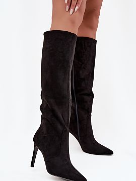 Heeled boots Step in style  Women\'s boots made of soft eco suede are an extremely fashionable proposition this season. The model impresses with its elegant cut and fem