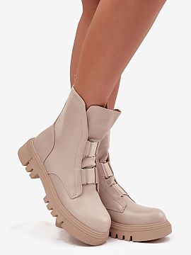 Botki Step in style  Women\'s ankle boots from the Jezzi brand are made of eco leather. Fastened with a zipper, which makes it easier to put on and take off shoe