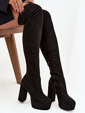 Heeled boots Step in style  Women\'s over-the-knee boots made of soft eco suede are an ideal proposition for women who appreciate a fashionable look. The model is place
