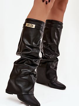 Heeled boots Step in style  Women\'s boots made of eco-leather are a stylish proposal for women who appreciate elegance in a modern edition. The model set on a stable c