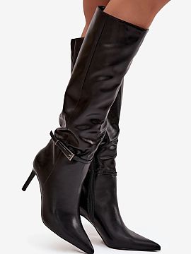 Heeled boots Step in style  Women\'s boots made of eco leather are a proposal for women who appreciate elegance and feminine style. The model set on a slim stiletto bea