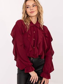 long sleeve shirt Italy Moda  Elegant, classic women\'s shirt of standard length, made of soft and pleasant to the touch viscose, which provides comfort throughout the da