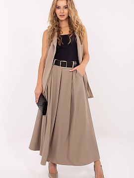 Long skirt Italy Moda  Elegant and feminine long flared maxi skirt with front godets, combining comfort with a classic style suitable for both work and everyday ou