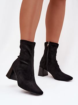 Heeled boots Step in style  Women\'s ankle boots made of soft eco-suede are a perfect choice for women who appreciate the combination of elegance and comfort. The model