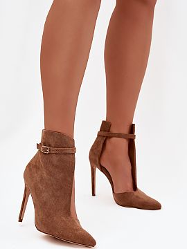 Heeled boots Step in style  Stylish women\'s ankle boots made of eco suede are an elegant proposition for women who appreciate a fashionable, feminine look. The model s