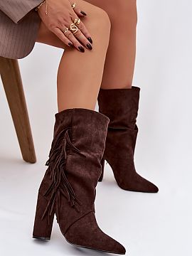 Heeled boots Step in style  Women\'s ankle boots made of soft eco suede. The model is set on a stable column heel and with pointed toes beautifully slenderizes the legs