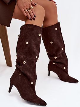 Heeled boots Step in style  Women\'s boots made of eco-suede. Slim heel and pointed toes beautifully slim down the silhouette, emphasizing the feminine character of the