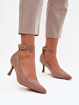 High heels Step in style  Women\'s high heel pumps made of soft eco suede. The model delights with a classic design with a pointed toe, which visually slims the legs 