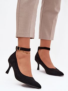 High heels Step in style  High-heeled women\'s pumps made of soft eco suede. The model impresses with a classic cut with a pointed toe, which visually slims the legs 