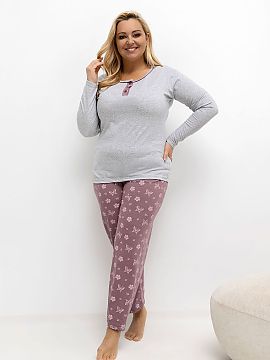 Plus Size Pajamas Forever Pink  Women\'s plus size pajamas are a comfortable, two-piece set consisting of a top and long pants. The top is a comfortable blouse with a round