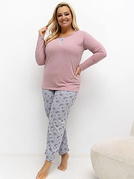 Plus Size Pajamas Forever Pink  Women\'s plus size pyjamas are a comfortable, two-piece set that combines comfort with subtle, feminine aesthetics. The set includes a long-