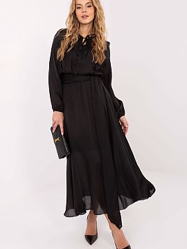 day dress Rue Paris  An elegant dress with a flared cut is a stylish proposal suitable for everyday wear, work, and formal occasions. Made of a combination of ly