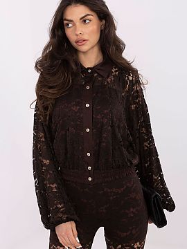 long sleeve shirt Italy Moda  An elegant women\'s shirt made of delicate lace is a stylish proposition perfect for everyday wear, work, formal events, and parties. The op