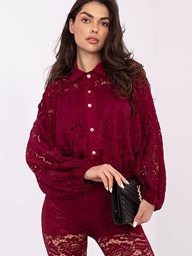 long sleeve shirt Italy Moda  Elegant women\'s shirt made of delicate lace is a stylish proposition perfect for everyday wear, work, formal outings, and parties. The open