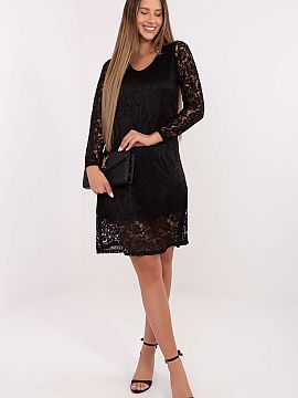 Evening dress Italy Moda  An elegant knee-length dress made of a dominant blend of polyester, viscose, and elastane, which ensures comfort, flexibility, and a beautif