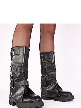 Kozaki Solea  Stylish, slip-on boots made of high-quality synthetic leather that combine comfort with trendy design. The model stands out with a folded sh