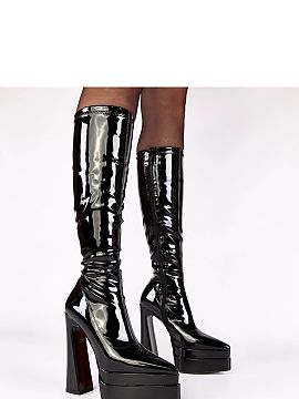 Heeled boots Solea  Stylish, lacquered boots made of high-quality ecological leather, which delight with elegance and modern, bold style. Their high shaft, 37 c