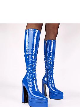 Heeled boots Solea  Stylish, lacquered boots made of high-quality ecological leather, which enchant with elegance and modern, distinctive style. Their high shaf