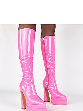 Heeled boots Solea  Stylish, lacquered boots made of high-quality ecological leather, which enchant with elegance and modern, distinctive style. Their high shaf