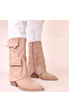 Heeled boots Solea  Stylish ankle boots, made of soft, suede-like ecological leather, which gives them an elegant and modern character. The model stands out wit