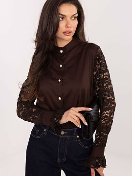 long sleeve shirt Italy Moda  Classic women\'s shirt in an elegant style, perfect for formal occasions and work. Made of a blend of polyester, elastane, and viscose, it p