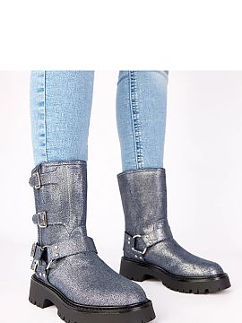 Botki Solea  Slip-on boots with decorative buckles are a fashionable and comfortable option for cooler days. Made of artificial material with a silver sh