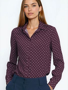long sleeve shirt Nife  Silk polka dot shirt with a delicate collar and long sleeves is a must-have this fall! The combination of green and polka dots looks great w