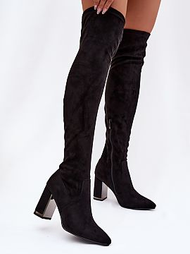 Heeled boots Step in style  Women\'s boots made of eco suede are an elegant model that will work great on cooler days. Mounted on a stable column heel, they look stylis