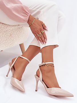 High heels Step in style  Women\'s high heels made of patent eco leather. The shiny finish looks beautiful on the foot, and the pointed toes add elegance to the whole