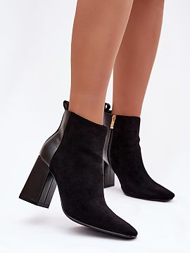 Heeled boots Step in style  Women\'s ankle boots made of a combination of eco-leather and eco-suede are a stylish model that combines elegance with comfort. Mounted on 