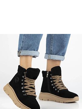 Platform boots Solea  Black ankle boots made of natural suede with a decorative lace-up by Grega Filippo are a proposal for women who appreciate the combination o