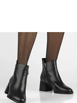 Heeled boots Solea  Black ankle boots with a heel made of natural leather with zircons by Filippo\'s Jean brand are the perfect combination of elegance, comfort