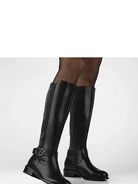 Kozaki Solea  Discover the unique style and comfort offered by the black boots with a flexible shaft and decorative buckle Zendaia by Filippo. These elega