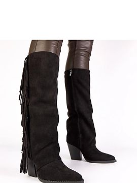 Heeled boots Solea  Discover the unique style with black cowboy boots decorated with fringes Shia from the renowned brand Gemre. These exceptional ankle boots c