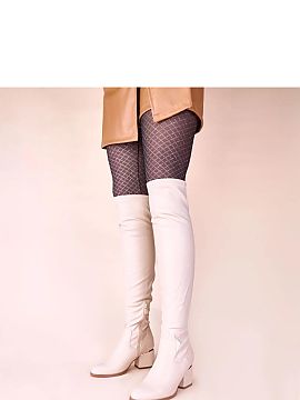 Heeled boots Solea  With fashion and comfort lovers in mind, we present beige over-the-knee boots with a decorative block heel from the Gemre brand. These uniqu