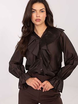 long sleeve shirt Factory Price  An elegant women\'s shirt without a collar, perfect for everyday wear, work, and more formal occasions. Made from a high-quality blend of Te